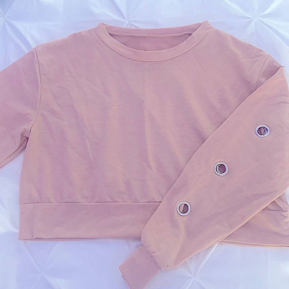 Small long sleeve pink crop top